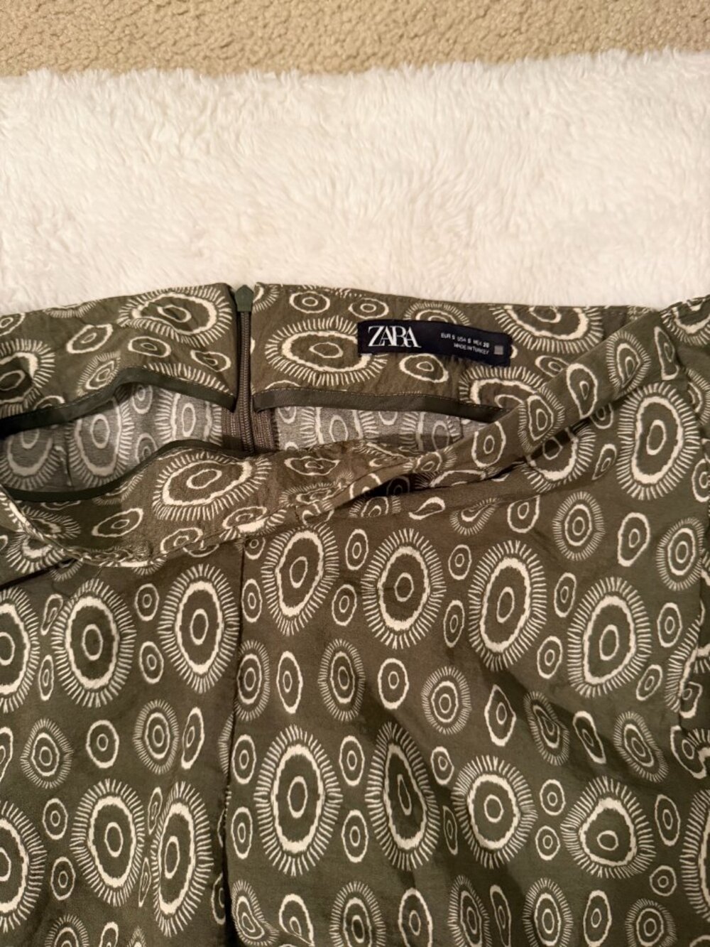 Zara Olive Green Printed Tie-Waist Skort - Picture 3 of 4